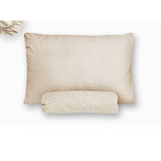 Çift Kişilik Lastiksiz Bej Puantiyeli Çarşaf Takımı - 240x260