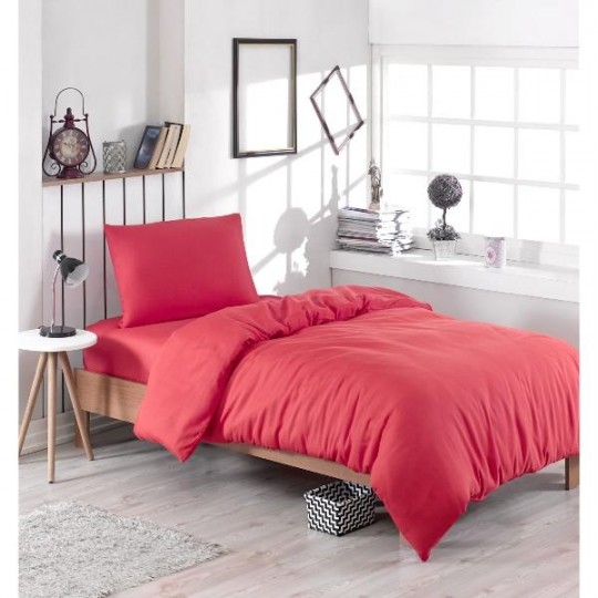 Tek Kişilik 100x200 Lastikli Çarşaf Takımı-Kırmızı
