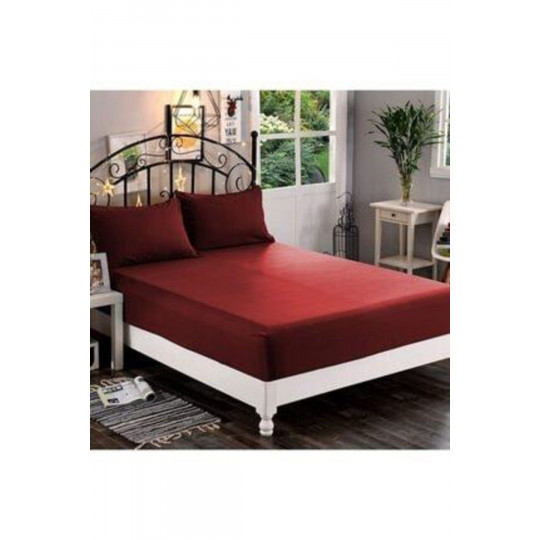 Çift Kişilik Lastikli Nevresim Takımı 200x220 - Bordo