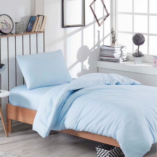 Tek Kişilik 100x200 Lastikli Çarşaf Takımı-Açık Mavi