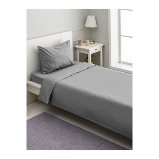 Tek Kişilik Lastikli Gri Nevresim Takımı-160x220