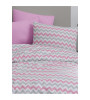 Çift Kişilik Lastiksiz Nevresim Takımı 200x220 - Pembe Zikzak Desenli