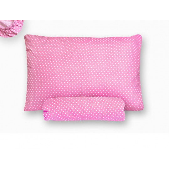 Çift Kişilik Pembe Puantiyeli Lastiksiz Çarşaf Ve Yastık Kılıfı - 240x260