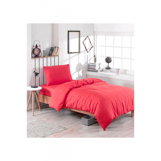 Tek Kişilik Lastikli Kırmızı Nevresim Takımı-160x220