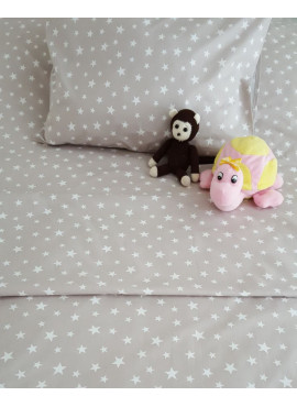  Kumaş Lacivert Yıldız Desenli Lastikli Çarşaf Takımı - 140x190