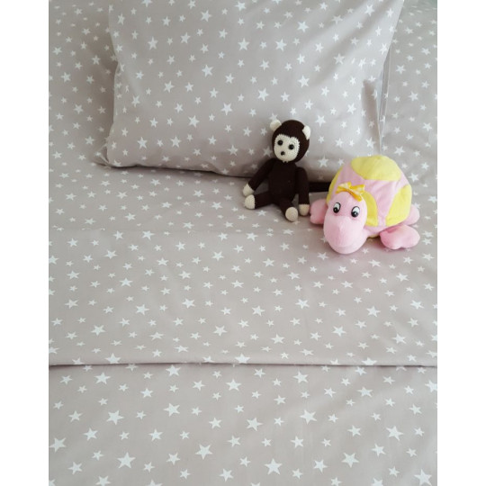  Kumaş Lacivert Yıldız Desenli Lastikli Çarşaf Takımı - 140x190