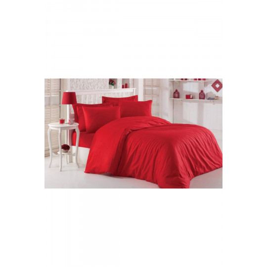 Çift Kişilik Lastikli Kırmızı Nevresim Takımı - 200x220