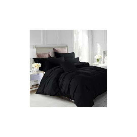 Çift Kişilik Lastikli Siyah Nevresim Takımı-200x220