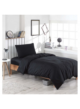 Tek Kişilik Lastiksiz Siyah Nevresim Takımı-160x220