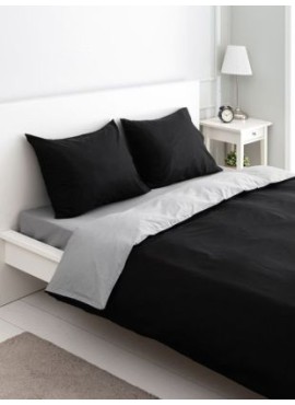 Tek Kişilik 160x220 Çift Taraflı Nevresim Yorgan Kılıfı Siyah-Gri