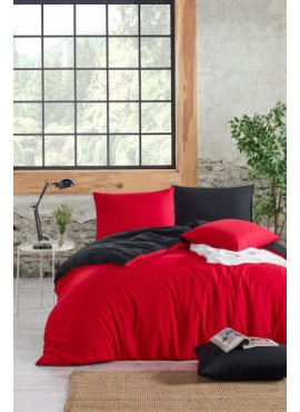 Tek Kişilik 160x220 Çift Taraflı Nevresim Yorgan Kılıfı Siyah-Kırmızı
