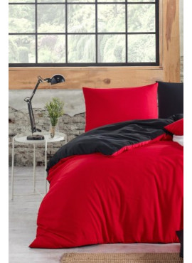 Tek Kişilik 160x220 Çift Taraflı Nevresim Yorgan Kılıfı Siyah-Kırmızı