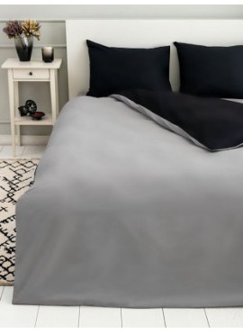 Tek Kişilik 160x220 Çift Taraflı Nevresim Yorgan Kılıfı Siyah-Gri