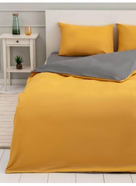 Tek Kişilik 160x220 Çift Taraflı Nevresim Yorgan Kılıfı Sarı-Gri