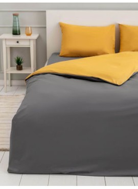 Tek Kişilik 160x220 Çift Taraflı Nevresim Yorgan Kılıfı Sarı-Gri