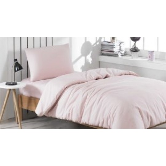Tek Kişilik Lastiksiz Nevresim Takımı 160x220 - Toz Pembe