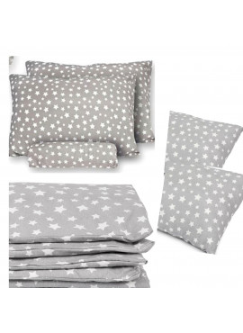 Çift Kişilik Lastikli Gri Yıldız Desenli Nevresim Takımı - 200x220