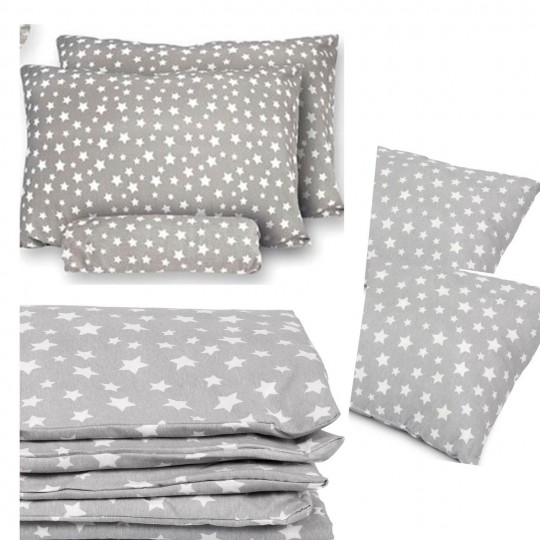 Çift Kişilik Lastikli Gri Yıldız Desenli Nevresim Takımı - 200x220