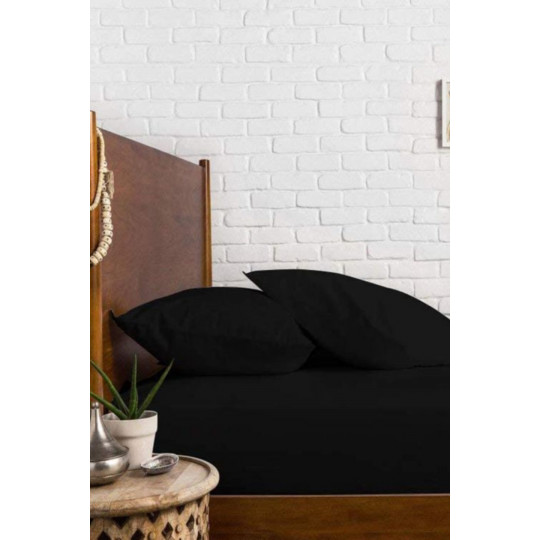 Kumaş Lastikli Çarşaf Takımı Siyah - 140x190